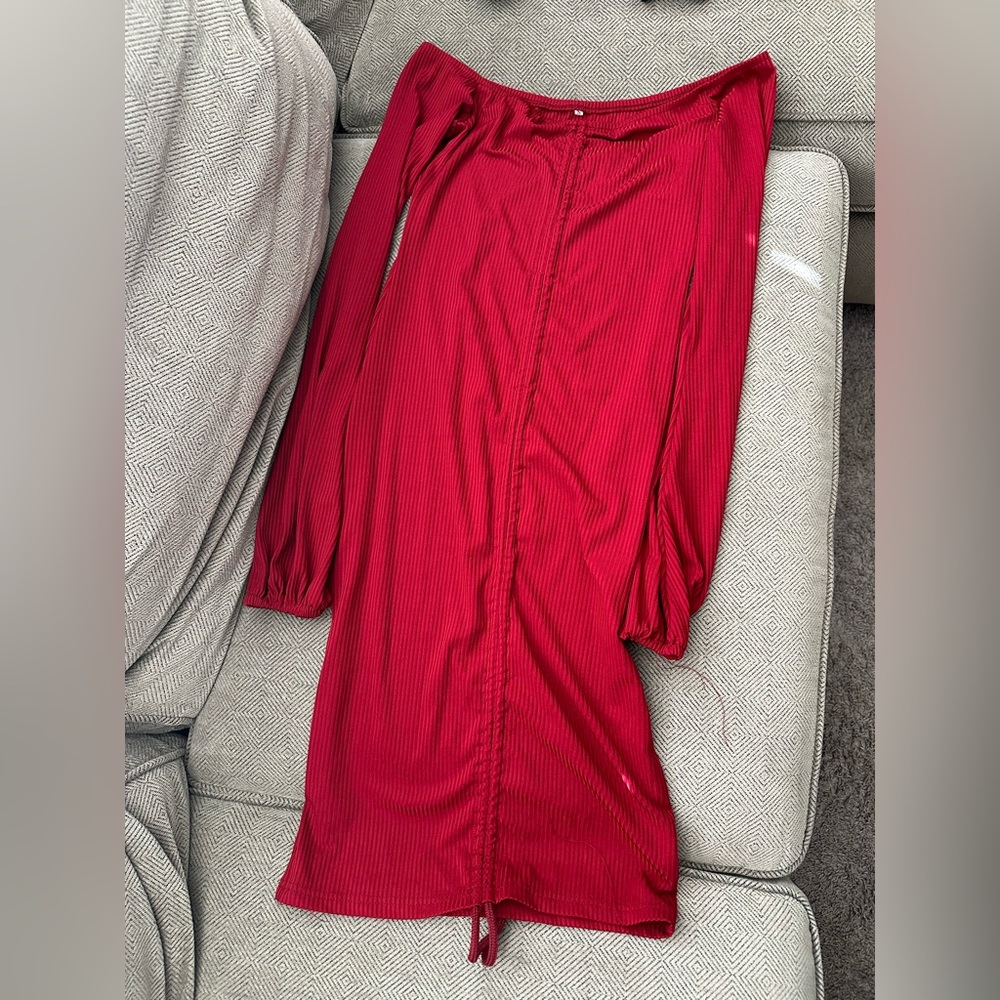 Off shoulder draw string dress